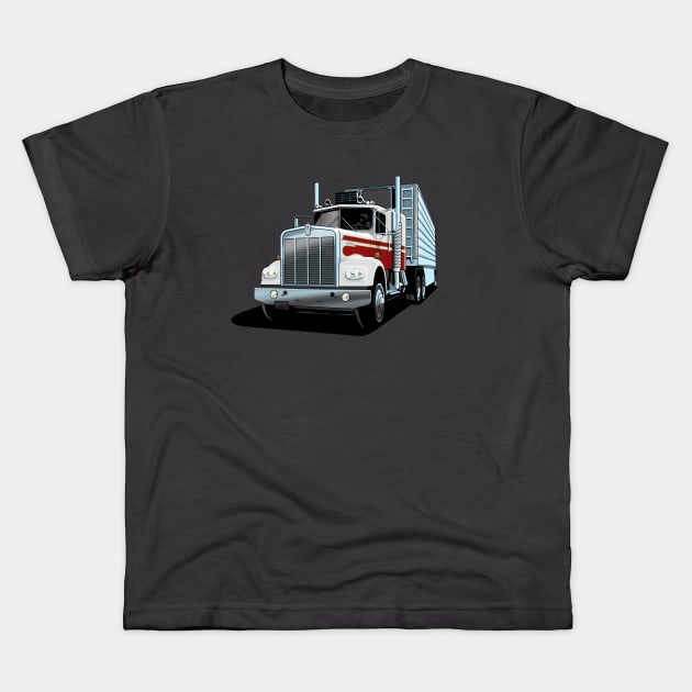 1976 Kenworth W900A in white Kids T-Shirt by candcretro